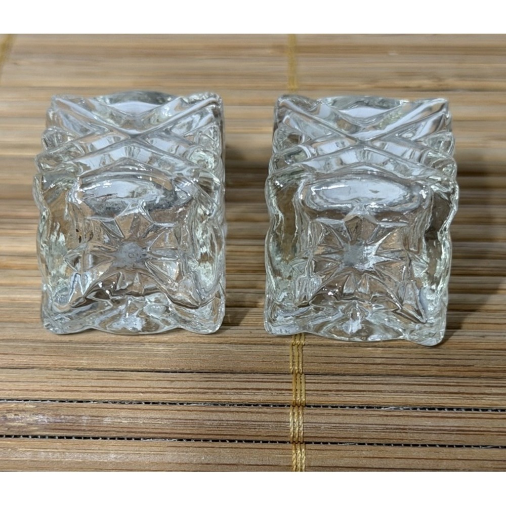 Vtg Star Glass Works Pressed Glass & Silverplate Square Salt & Pepper Shakers - Picture 5 of 8